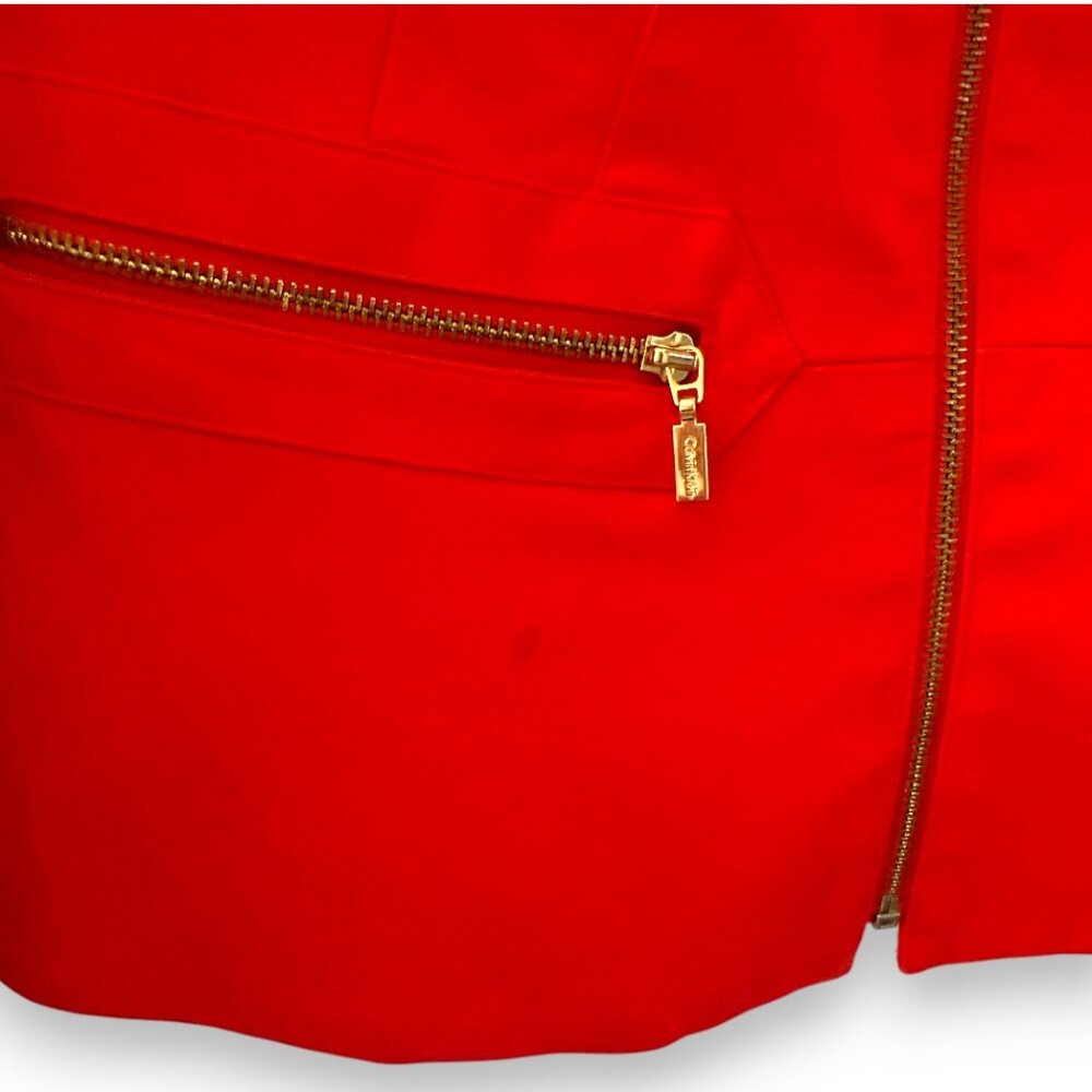 Calvin Klein Red Moto-Style Zip Jacket - Picture 4 of 4